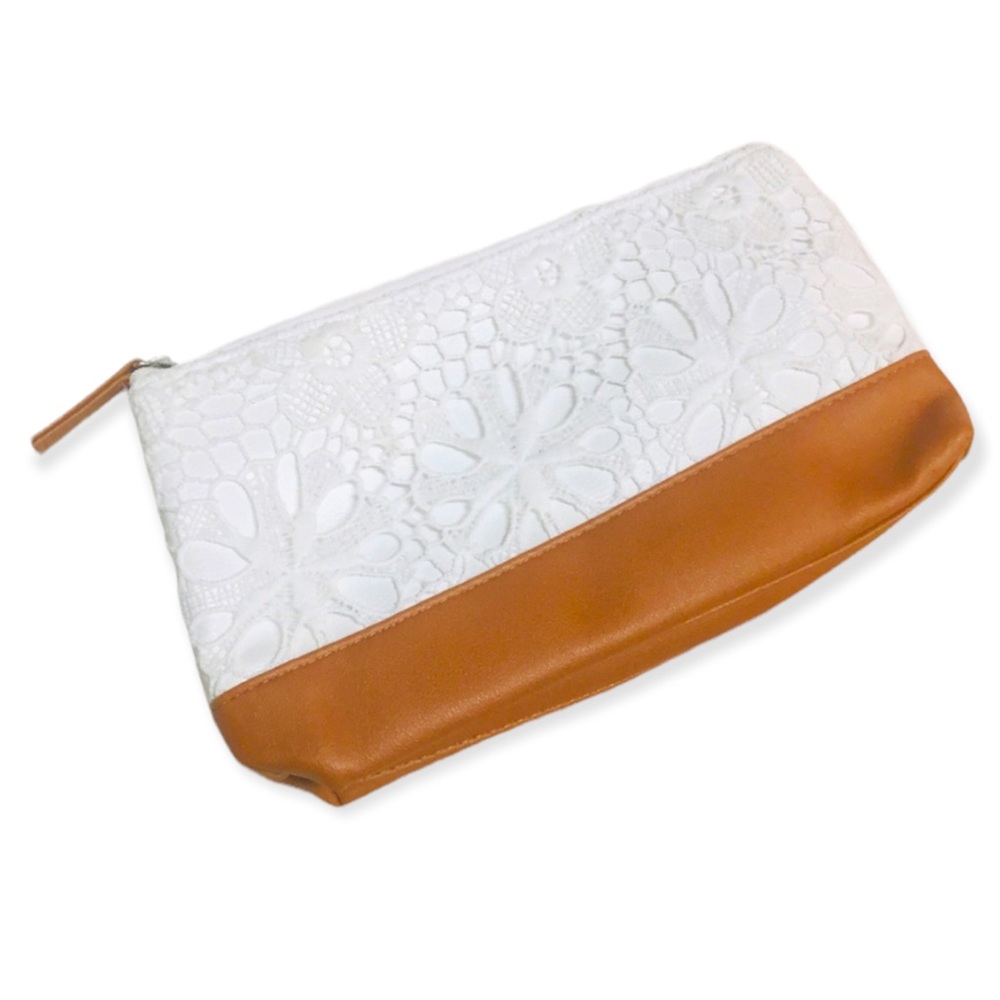 NEW White Floral Lace Boho Makeup Bag